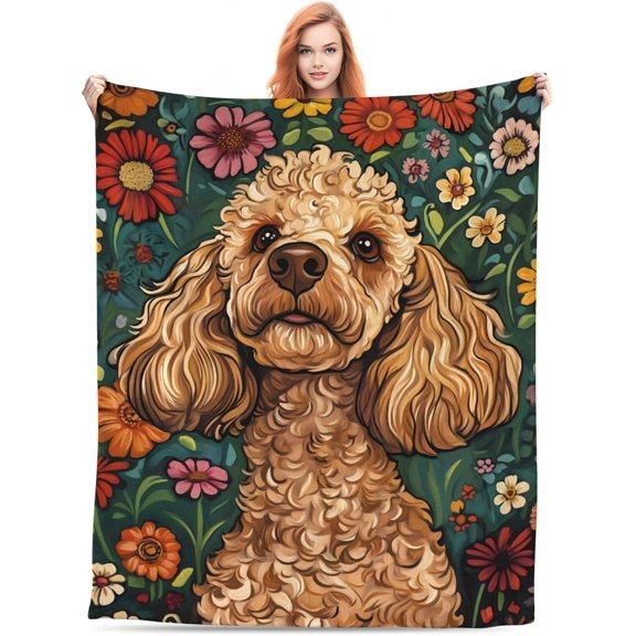 Cute Poodle Blanket Gifts for Women Adults, Warm Lightweight Soft Plush Poodle Dog Throw Blankets for Living Room Bed Sofa Home Decor 50x60