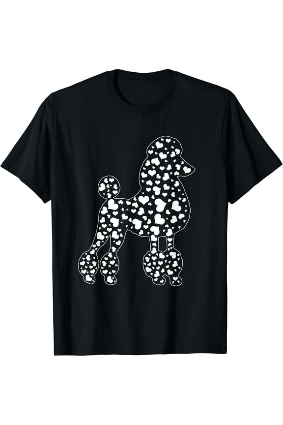 Cute Poodle Dog Hearts Couple Puppy Pet Lover T-Shirt