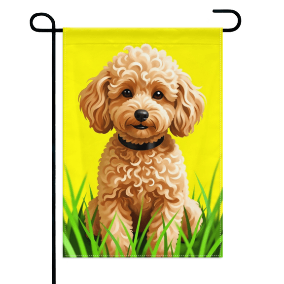 Cute Poodle Welcome Garden Flag 12×18in Double Sided Adorable Pet Dog Gentle UV Protected Fade Resistant Weatherproof Decor For Outdoor Lawn Patio Yard Home Daily Welcome Ornament