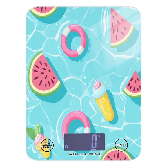 Cute Pool Background Food Scale Digital Kitchen Scale Waterproof Grams Ounces lbs for For Baking and Cooking