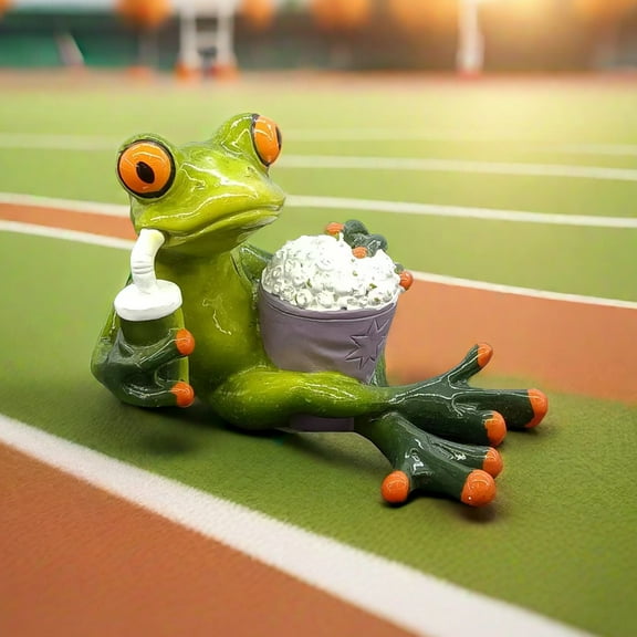 Cute Popcorn Drinking Frog Statue Funny Animal Figurine Statue Ornament Home/Room Decor and Perfect Gift Ideas for House Warming, Holidays and Birthdays