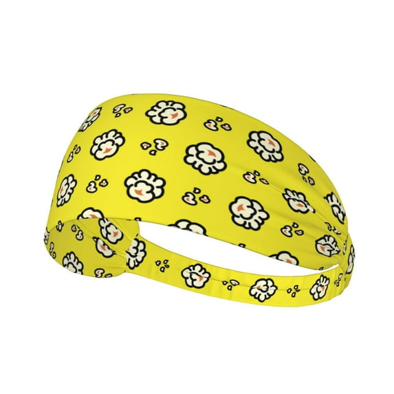 Cute Popcorn Yellow Headbands for Women Men, Workout Elastic Sweat Band for Yoga Running Cycling Gym Exercise Non Slip Head Bands for Women's Hair
