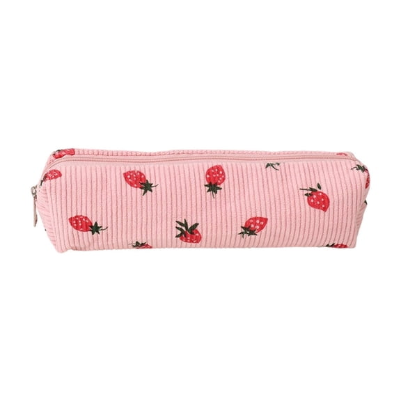 Cute Portable Pencil Case,Strawberries Pattern Practical Easy to Clean Organize for Pens Markers Office Home,Pink