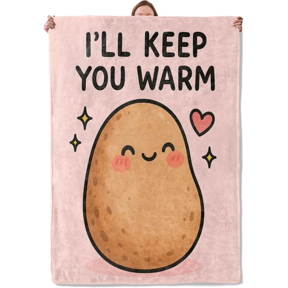Cute Potato Blanket Gifts for Women Girls Kids, Soft Warm Lightweight Flannel Funny Cartoon Throw Blankets for Bedroom Living Room Home Sofa Home Decor 50 x 60