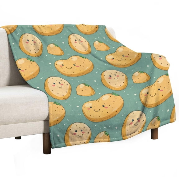 Cute Potato Super Soft Blanket Flannel Throw Blanket Flannel Microfiber Blankets for Couch Bed Sofa Fluffy and Warm 50"x60"