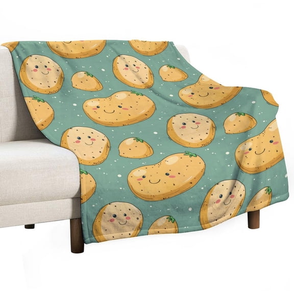 Cute Potato Super Soft Blanket Flannel Throw Blanket Flannel Microfiber Blankets for Couch Bed Sofa Fluffy and Warm 60"x80"