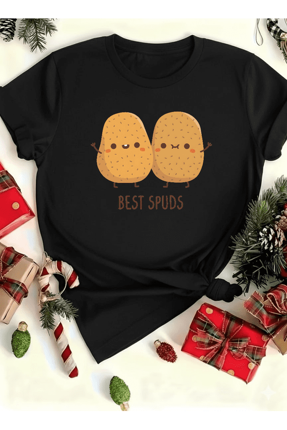Cute Potatoes Best Spuds Best Buds Funny Friendship Quote Unisex T-shirt V14557, up to size 5XL