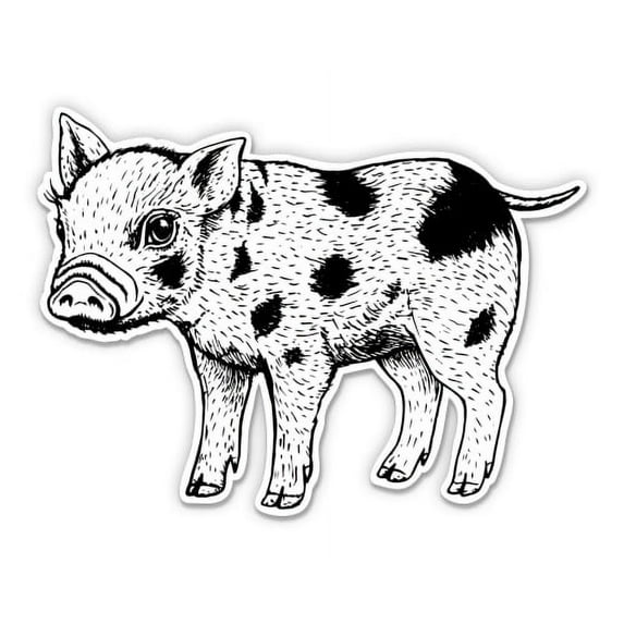 Cute Potted Piglet Pig - 5" Vinyl Sticker - For Car Laptop I-Pad - Waterproof Decal
