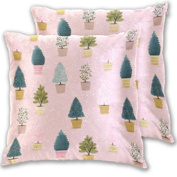 Cute Potted Plants Throw Pillow Covers Pillowcases 20 x 20 Inch Home Decor 2 Packs for Bedroom Sofa