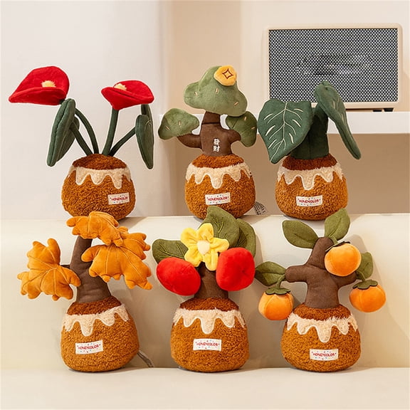 Cute Potted Tree Plush Toy, Realistic Persimmon Tree Doll, Plant Car Dashboard Ornament, Home Office Desk Decoration, With Scented Granules, Soft Stuffed Toy, Adorable Novelty