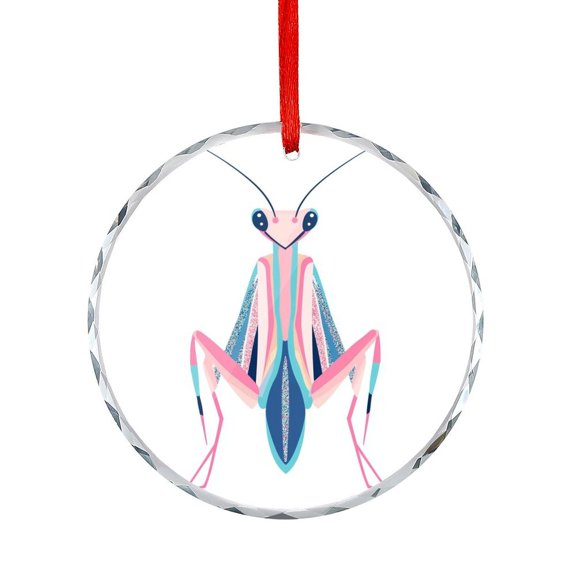 Cute Praying Mantis Glass Ornament Gift Exchange Present Ideas Praying Mantis Lover Christmas Ornament Round Glass