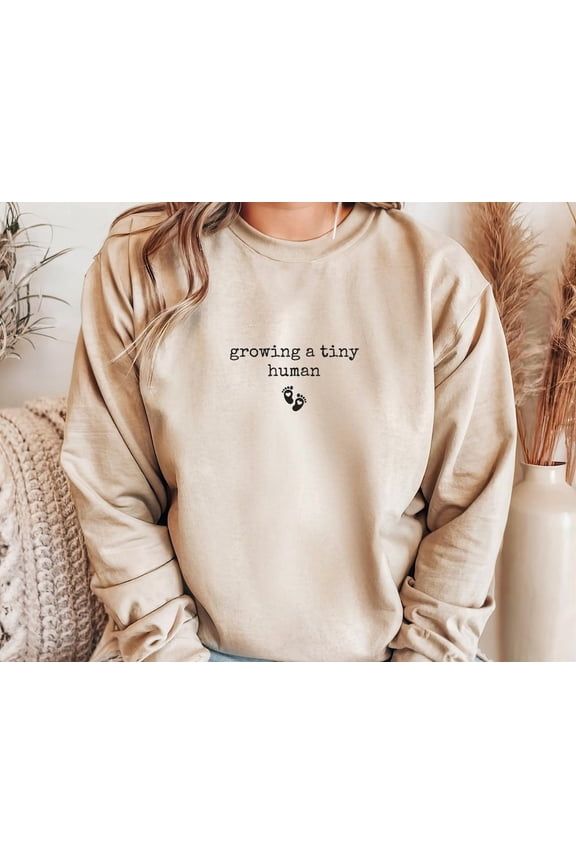 Cute Pregnancy Sweatshirt, Growing a Tiny Human, Baby Bump Sweater, Pregnancy Announcement Shirt, Maternity Shirt, Mom-to-Be Sweater, F7297 Sweatshirt All Size S-5XL