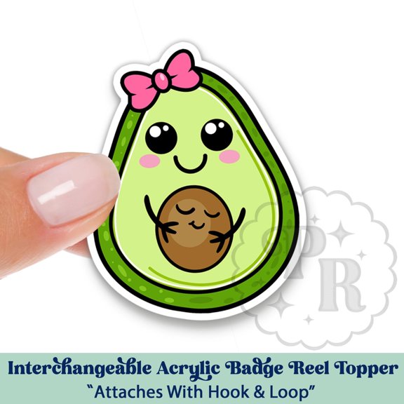 Cute Pregnant Avocado Interchangeable Acrylic Badge Reel Topper - Labor and Delivery Acrylic Swappable Badge ID Badge Topper, L&D Gift