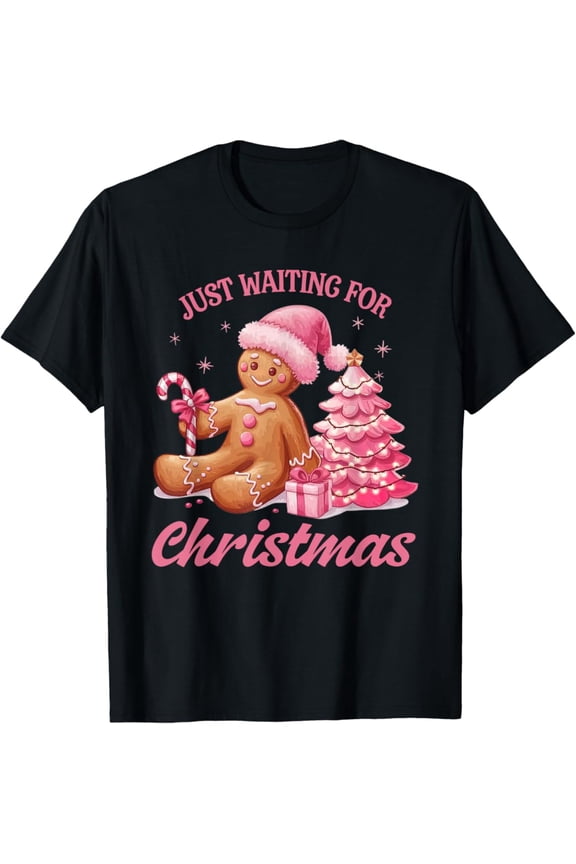 Cute Preppy Pink Gingerbread Man Candy Canes Tree T-Shirt