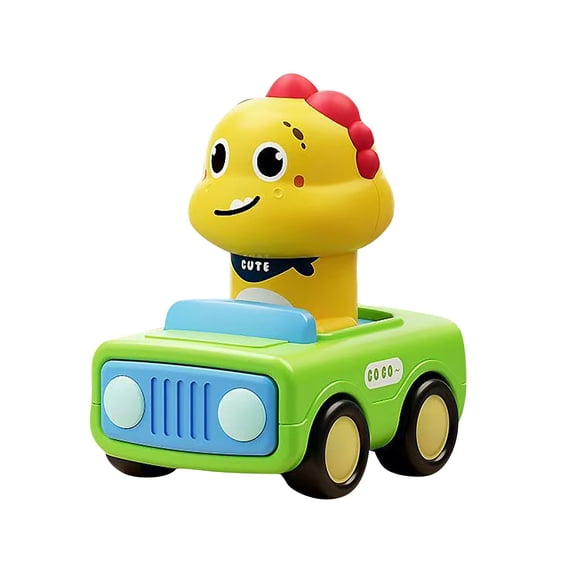 Cute Press & Go Dinosaur Toy Car, Yellow Dino Push - Along Vehicle With Fun Design, For Toddlers Kids Boys Girls Playtime Indoor Outdoor -