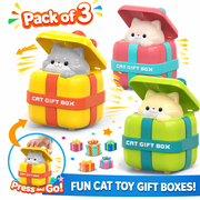 Happy Hatch Cat Gift Box Push & Go Toy Cars, 3-Pack