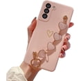 thumbnail image 1 of Cute Pretty Galaxy S21 Plus Case Cover for Women & Girls with Love-Heart Strap Bracelet Chain Soft Flexible Glossy TPU Bumper Protective Phone Cases for Samsung Galaxy S21 Plus 5G 2021-Pink, 1 of 9