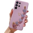 thumbnail image 1 of Cute Pretty Galaxy S22 Ultra Case Cover for Women & Girls with Love-Heart Strap Bracelet Chain Soft Flexible TPU Bumper Protective Phone Cases for Samsung Galaxy S22 Ultra 5G 6.8"-Purple, 1 of 7