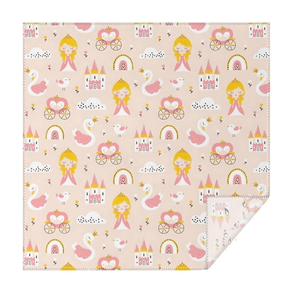Cute Princess Castle Pattern Square Tablecloth,Waterproof Square Table Cover,Wipeable Spillproof Washable Table Cover for Home Kitchen Party Decor 42"X42"(107x107cm)