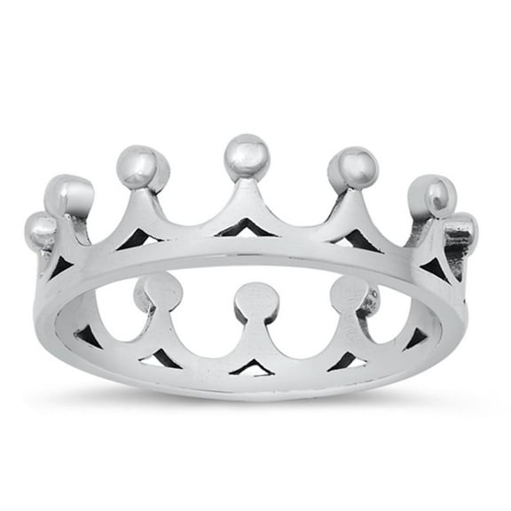 Cute Princess Crown Royal Regal Ring .925 Sterling Silver Band Jewelry Female Male Unisex Size 9