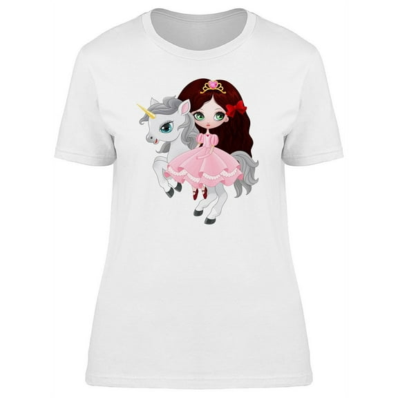 Cute Princess On Her Unicorn T-Shirt Women -Image by Shutterstock, Female XX-Large