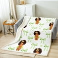 thumbnail image 1 of Cute Princess White Fleece Flannel Blanket,Cartoon Green Bowknot Dreamy Bed Plush Blanket for Home Decor,Fairy Tale Black Skin Girl Frog Crown Blanket for Sofa Couch,Baby 30"x40", 1 of 1