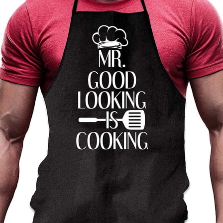 Cute Print Apron, Men's Family Kitchen Cooking Apron, Fun Design, For Home Use, Durable, Adjustable