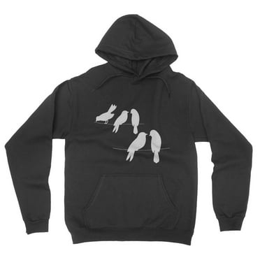 Cute Print Birds On A Wire Kind And Fresh Design Unisex Hooded Sweatshirt (Black, Medium)