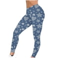 thumbnail image 1 of Cute Print High Waist Yoga Pants that Look Like Jeans Tummy Control Leggings Tights Compression Pants Gym Fitness, 1 of 5