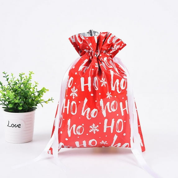 Cute Printed Christmas Gift Bag Santa Snowflake Christmas Tree Drawstring Gift Bag Christmas Aluminum Foil Bag Christmas Gift Bag/ Christmas Aluminum Foil Bag Christmas Gift Bag Ho Red 24*32