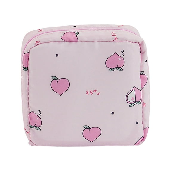 Cute Printed Cosmetic Bag Large Capacity Portable Sanitary Napkin Storage Pouch For Women Travel Organizer
