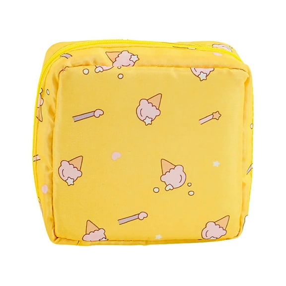 Cute Printed Makeup Bag Large Capacity Cosmetic Organizer Portable Sanitary Napkin Storage Travel Toiletry Pouch For Women Girls