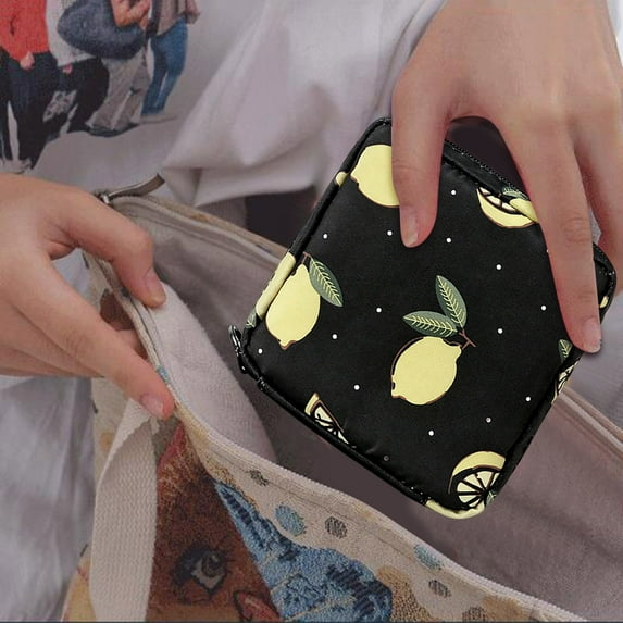 Cute Printed Makeup Bag Large Capacity Cosmetic Organizer Portable Travel Toiletry Pouch Sanitary Napkin Storage