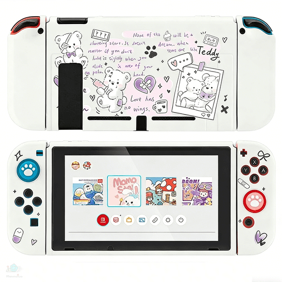 Cute Protective Case for Nintendo Switch,Dockable Console Hard Shell and TPU Joy Con Cover Shockproof Anti Scratch Skin Case