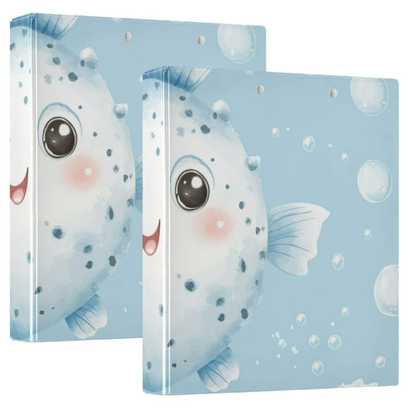 Cute Puffers 3 Ring Binders 1.5 inch Hardcover File Folders with Interior Pockets A4 Size Organizer for School Office Hospital