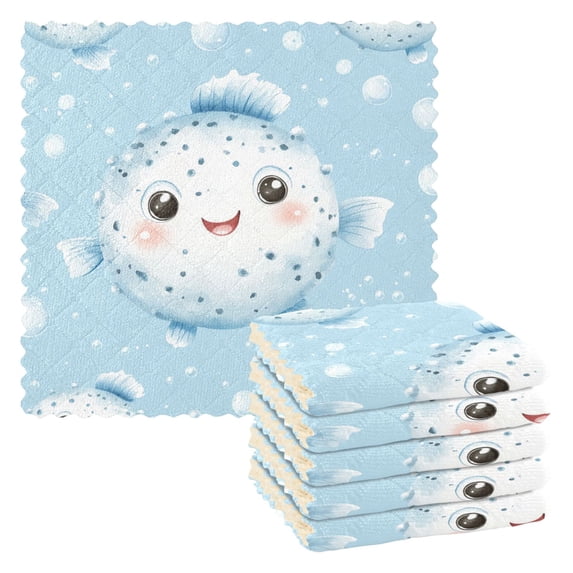 Cute Puffers Kitchen Towels 6 Pcs Dish Towels Absorbent Soft Quick Dry Towel Dish Rags for Washing Dishes