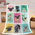 thumbnail image 1 of Cute Pug Blanket Cartoon Dog Fleece Throw Blanket Toddler Nursery Fuzzy Plush Super Soft Cozy Warm Pug Stuffed Animal Decor Blanket Gifts for Boys Girls Kids Adult Men Women 50"X40", 1 of 6