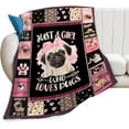 thumbnail image 1 of Cute Pug Blanket Pink Pug Dog Throw Blanket Soft Warm Just a Girl Who Loves Pug Blanket Lightweight Blankets Flannel Fleece Blankets for Sofa Couch Bed Travel Gift for Kids Adults 50"x40", 1 of 6