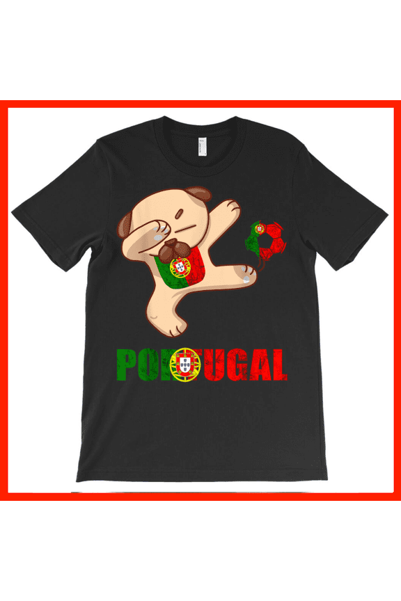 Cute Pug Dabbing Portugal Flag Soccer T-Shirt Portugal Football Fan Gift AH4406, Premium for Unisex - Extended Sizes Up to 5XL