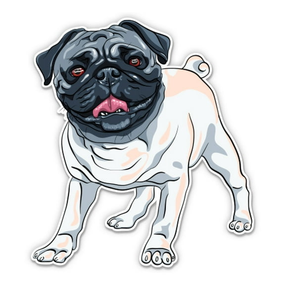 Cute Pug Dog - 3" Vinyl Sticker - For Car Laptop Water Bottle Phone - Waterproof Decal