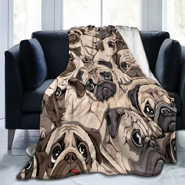 Cute Pug Dog Blanket Animal Bedding Throw Blanket Soft Plush Blanket for Couch Bed Sofa Traveling Camping,gifts