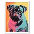 thumbnail image 1 of Cute Pug Dog Colourful Artwork Pink Turquoise Orange and Yellow Vibrant Pet Portrait Art Print Framed Poster Wall Decor 12x16 inch, 1 of 5