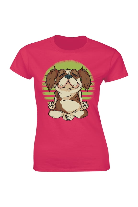 Cute Pug Dog Doing Yoga - Relaxing And Calm Exercise Women's T-Shirt