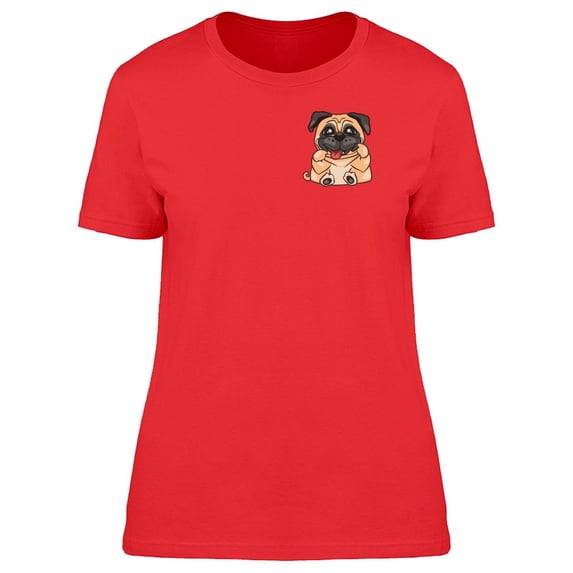 Cute Pug Dog Doodle Cartoon T-Shirt Women -Image by Shutterstock, Female x-Large