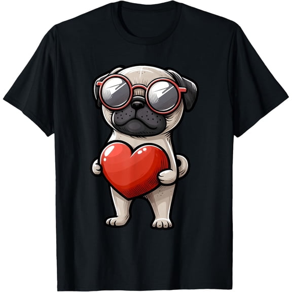Cute Pug Dog Love Day February 14th T-Shirt