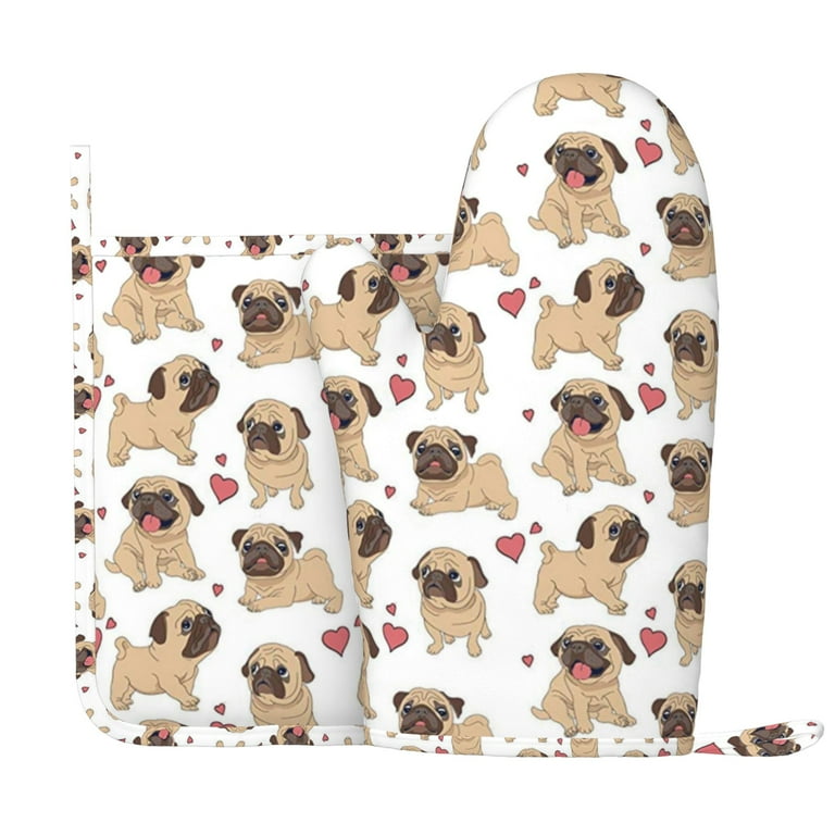 Pug Oven Mitts & Pot Holders (4 Piece Set) Pug Oven Mitts & Pot Holders (4 Piece Set)