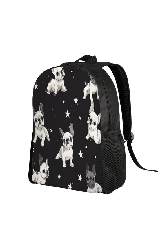 Cute Pug Dog Printed Backpack Double Shoulder Backpack Durable, Spacious, Ergonomic Design for Travel, Work & Outdoor Use