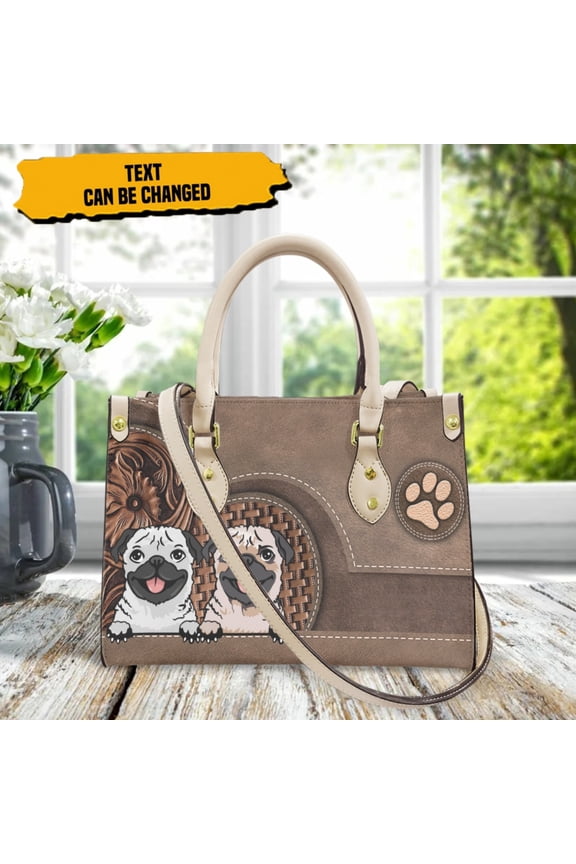Cute Pug Dog Women Long Strap Shoulder Bag New Animal Crossbody Bag Top Handle Portable Pu Leather Tote For Mother Gift