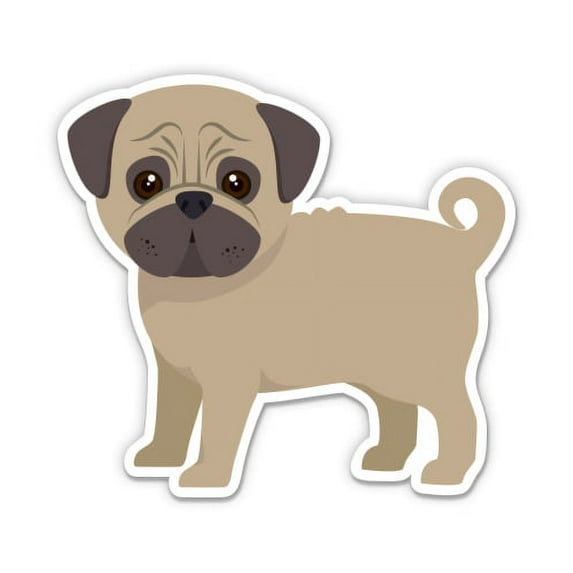 Cute Pug Doggy - 8" Vinyl Sticker - For Car Laptop I-Pad - Waterproof Decal