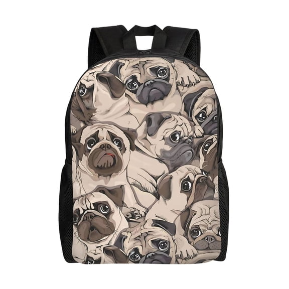 Cute Pug Dogs Backpack Large Capacity Laptop Bag for Men and Women